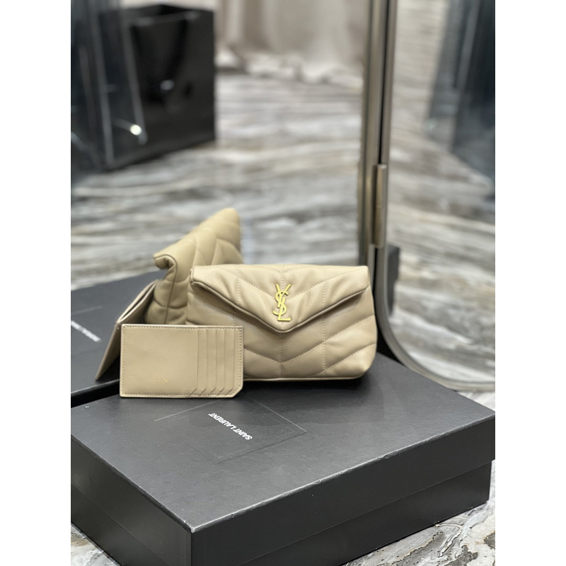 Saint Laurent Loulou Puffer Handbag Yellow Gold