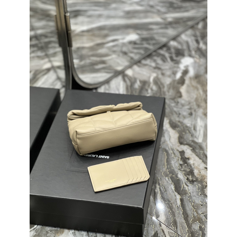 Saint Laurent Loulou Puffer Handbag Yellow Gold