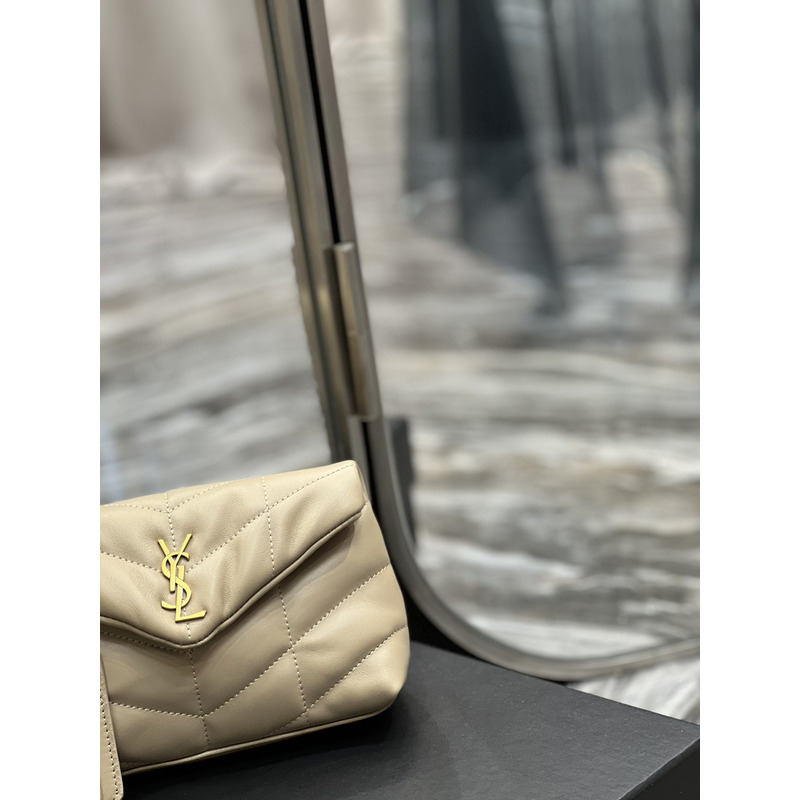 Saint Laurent Loulou Puffer Handbag Yellow Gold