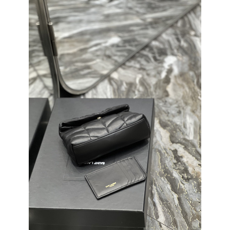 Saint Laurent Loulou Puffer Handbag Black Gold