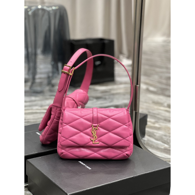 Saint Laurent LE57 Quilted Lambskin Shoulder Bag Fuchsia