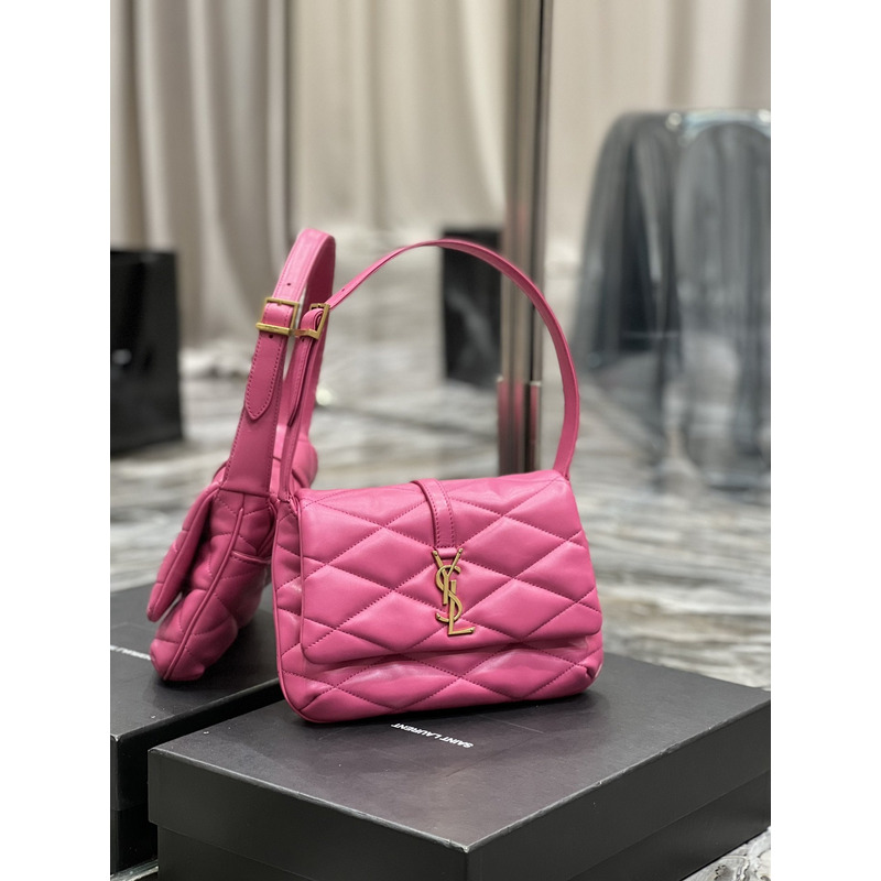 Saint Laurent LE57 Quilted Lambskin Shoulder Bag Fuchsia