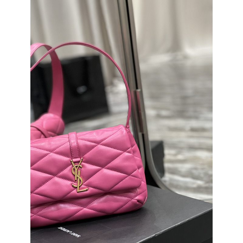 Saint Laurent LE57 Quilted Lambskin Shoulder Bag Fuchsia