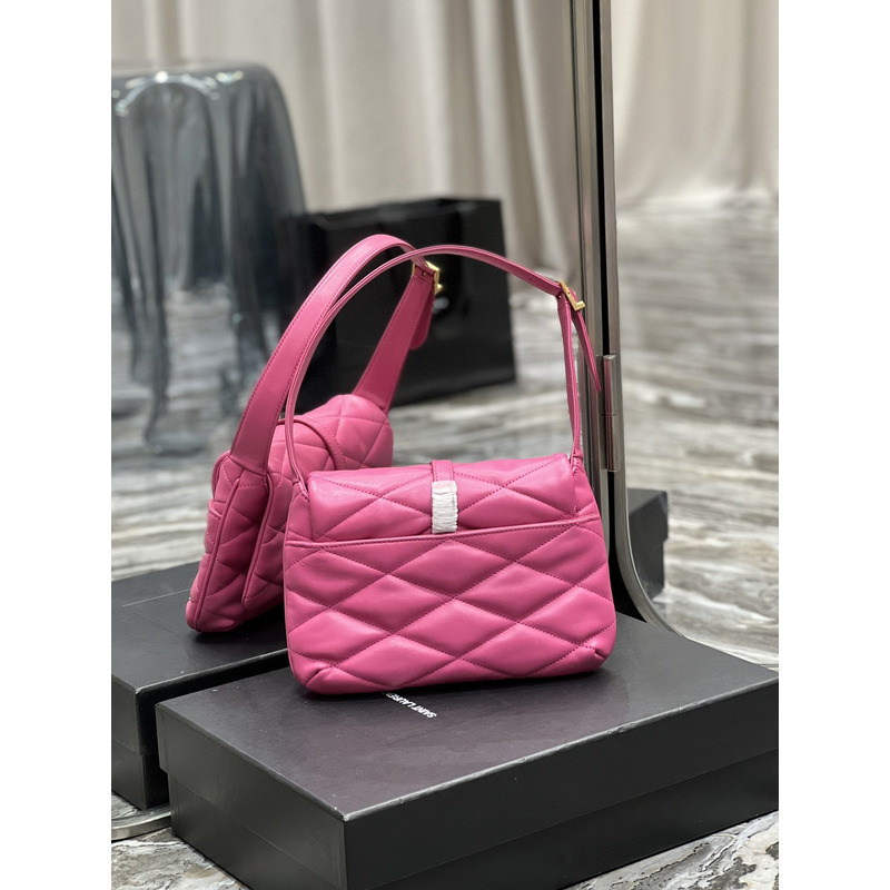 Saint Laurent LE57 Quilted Lambskin Shoulder Bag Fuchsia