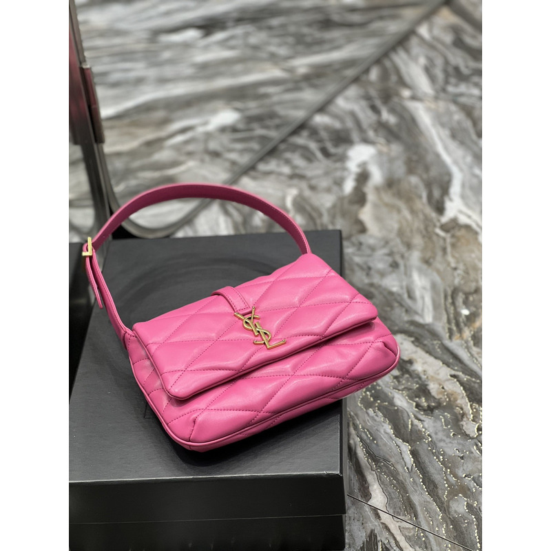 Saint Laurent LE57 Quilted Lambskin Shoulder Bag Fuchsia