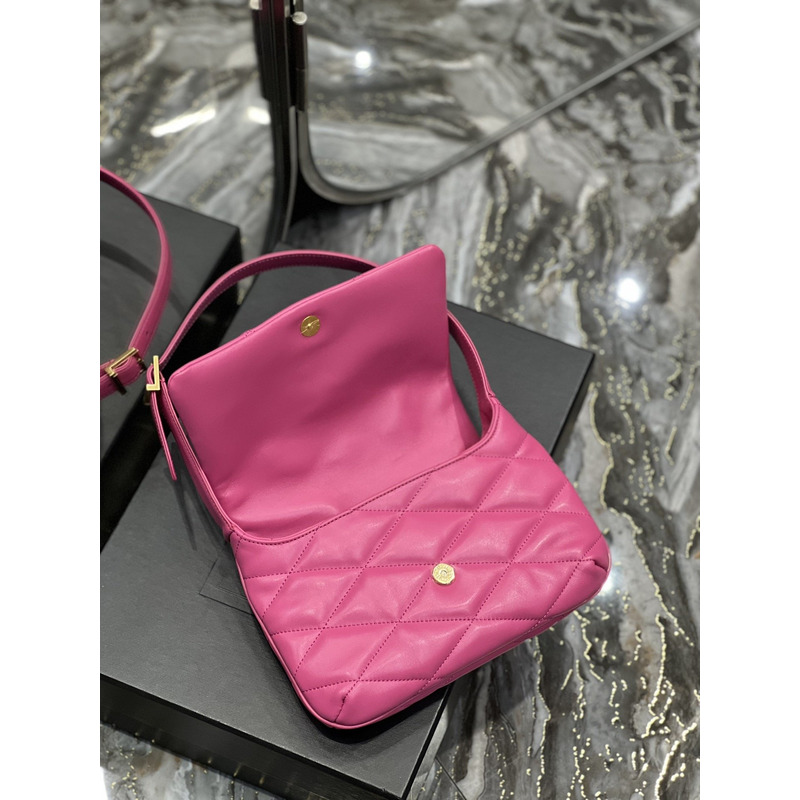 Saint Laurent LE57 Quilted Lambskin Shoulder Bag Fuchsia