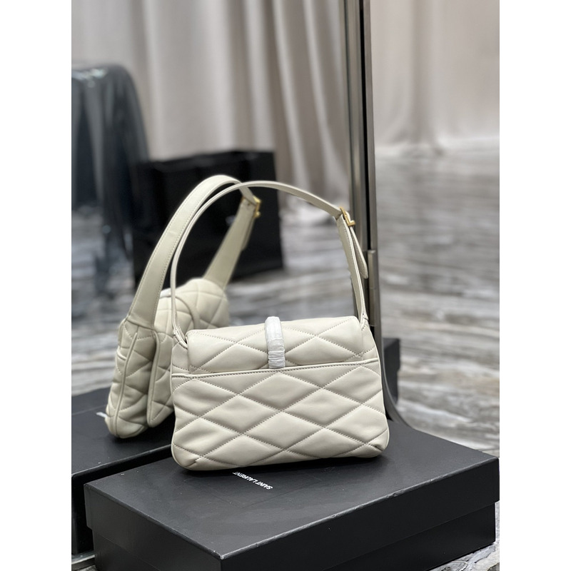 Saint Laurent LE57 Quilted Lambskin Shoulder Bag Vintage Beige