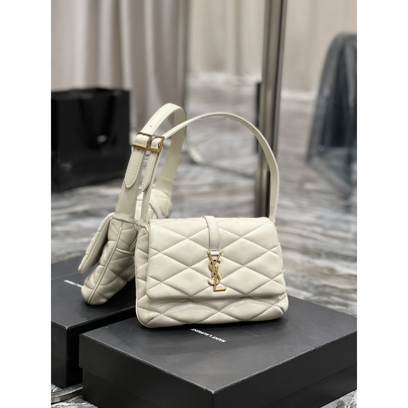 Saint Laurent LE57 Quilted Lambskin Shoulder Bag Vintage Beige