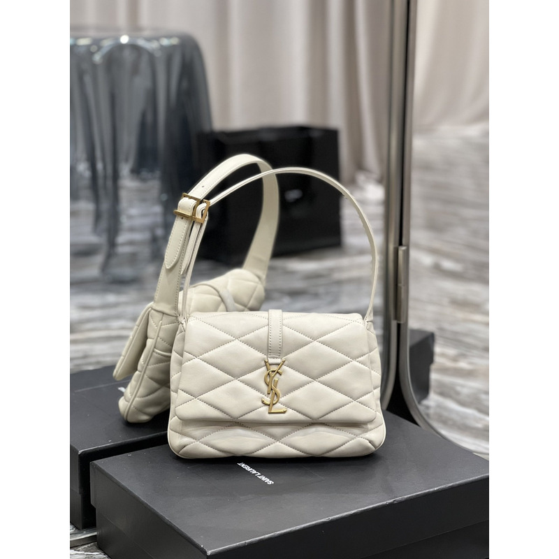 Saint Laurent LE57 Quilted Lambskin Shoulder Bag Vintage Beige