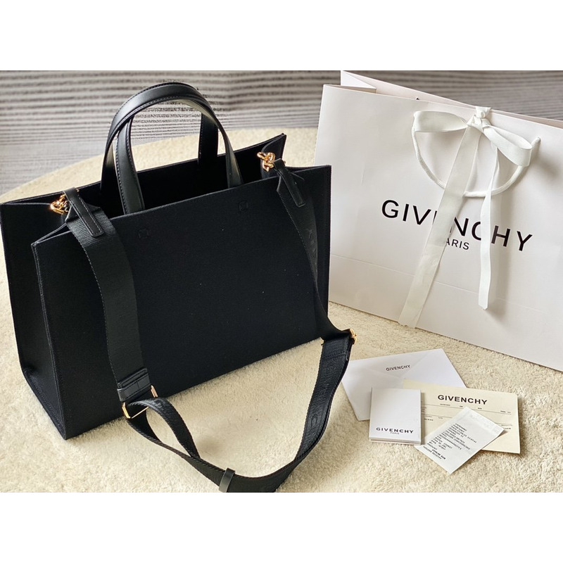 Givenchy G-Tote Leather-trimmed Printed Canvas Tote Black