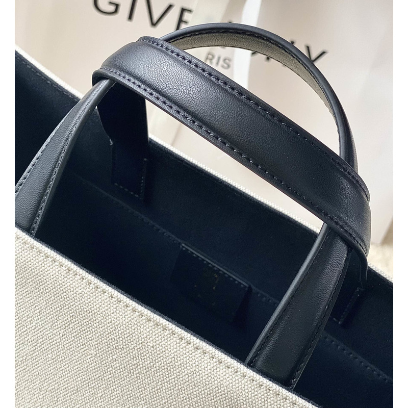 Givenchy G-Tote Leather-trimmed Printed Canvas Tote Off white