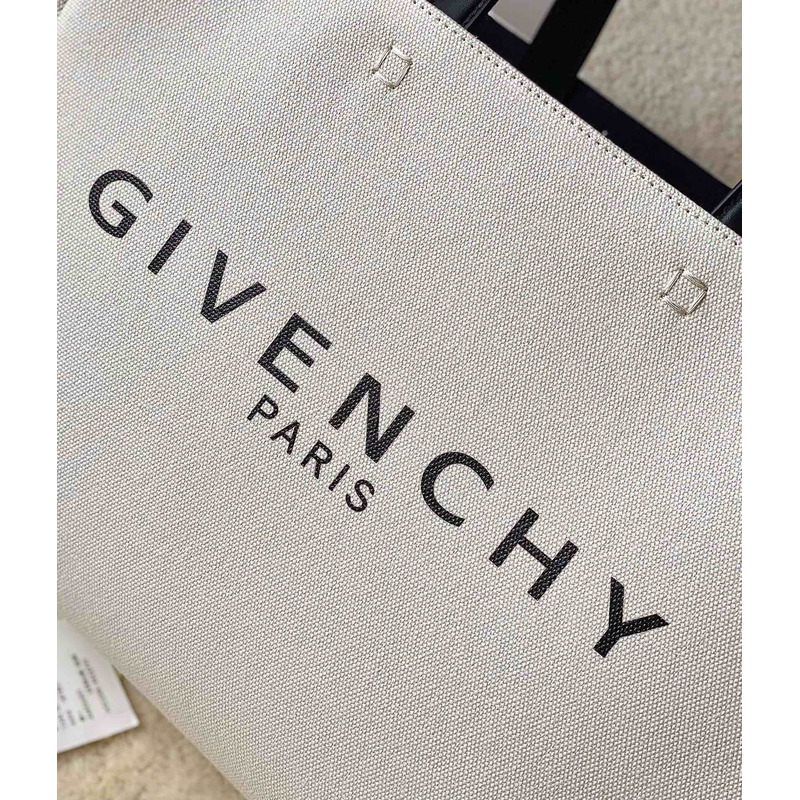 Givenchy G-Tote Leather-trimmed Printed Canvas Tote Off white