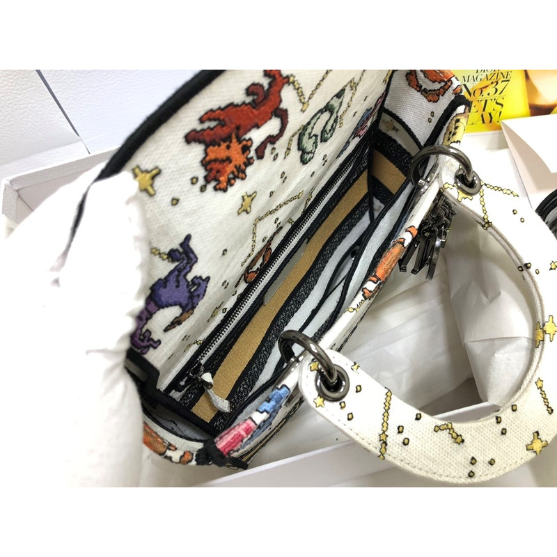 D*or lady d-lite bag white mu multicolor D*or pixel zodiac embroidery