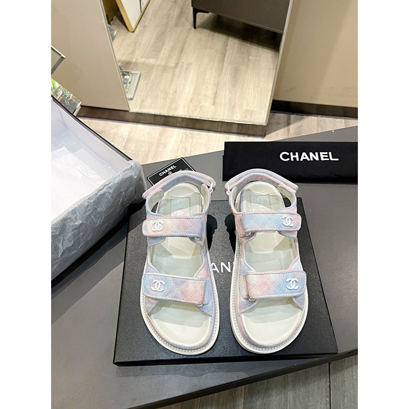 Ch*el dad sandals in rainbow pastels