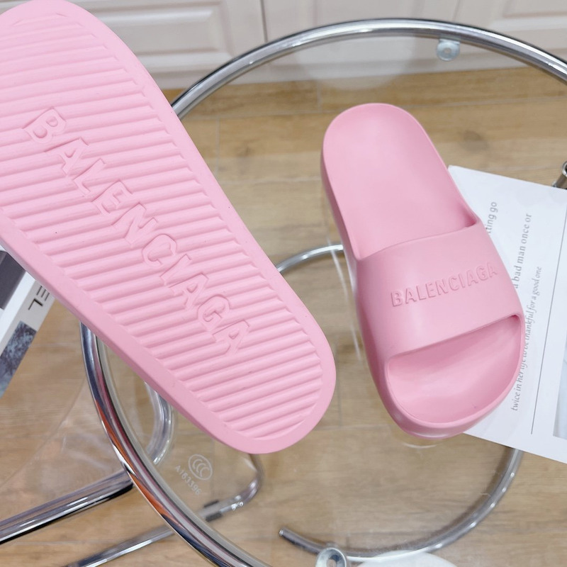 Ba*len*cia*ga logo rubber platform sandals pink