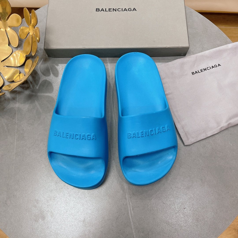 Ba*len*cia*ga logo rubber platform sandals blue