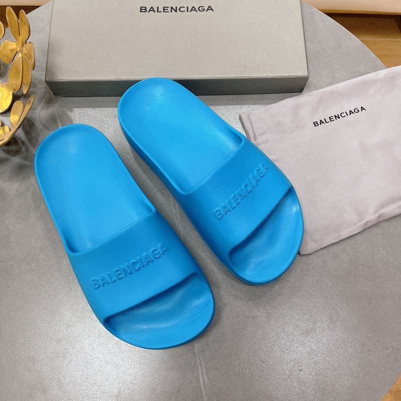 Ba*len*cia*ga logo rubber platform sandals blue