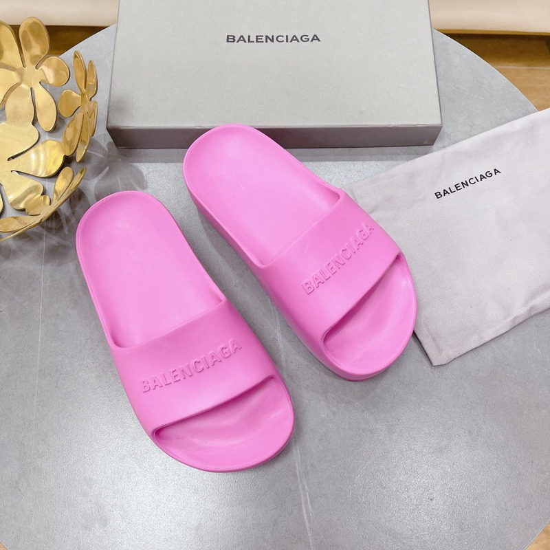 Ba*len*cia*ga logo rubber platform sandals pink