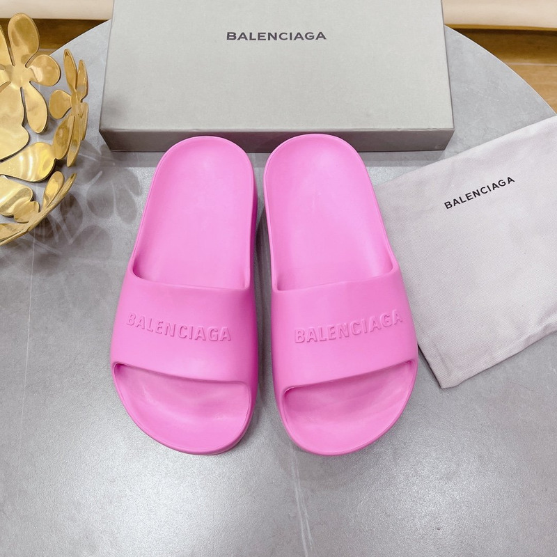 Ba*len*cia*ga logo rubber platform sandals pink