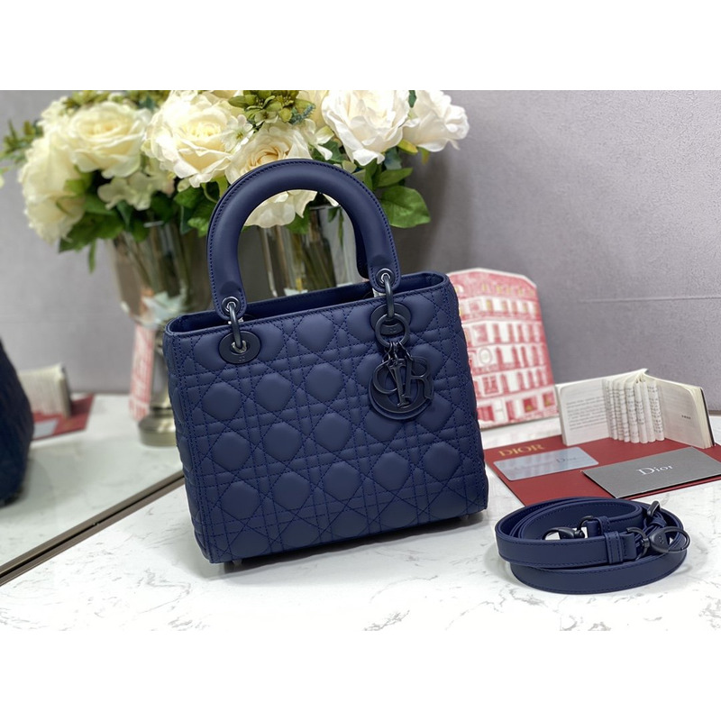 D*or medium lady D*or bag navy blue