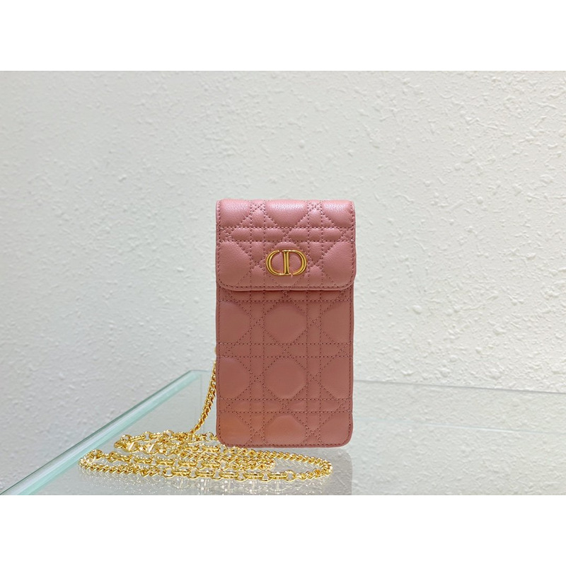 D*or D*or caro phone bag pink soft calfskin cannage