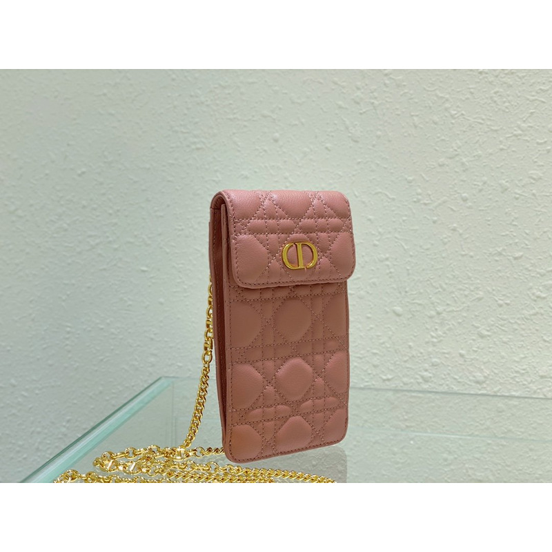 D*or D*or caro phone bag pink soft calfskin cannage