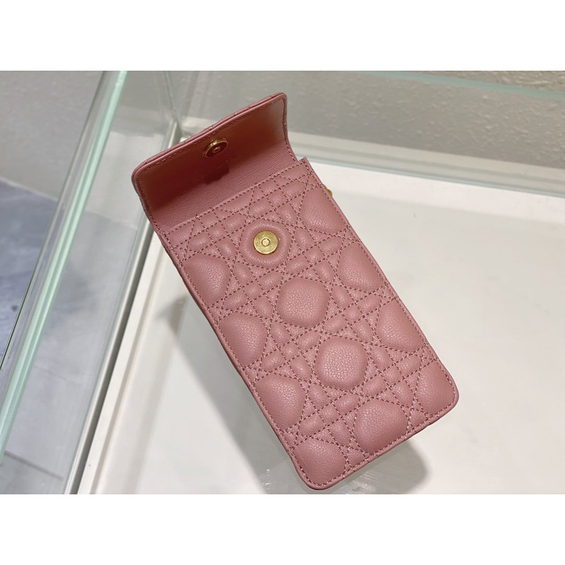 D*or D*or caro phone bag pink soft calfskin cannage