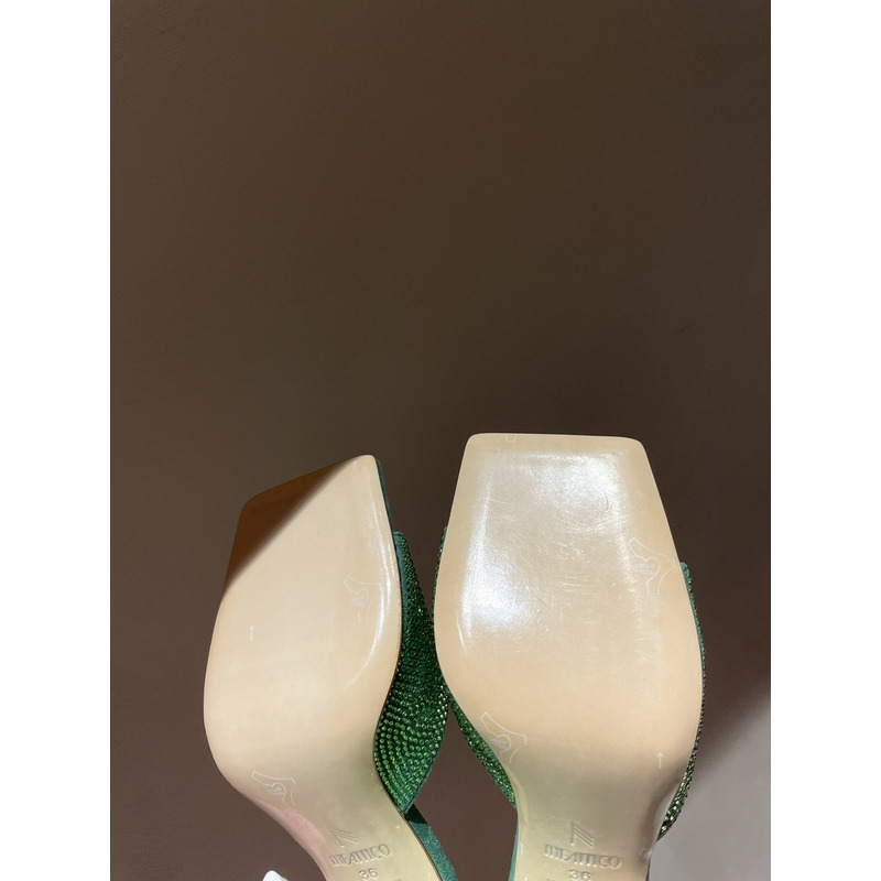 TheAttico Devon Patent Leather Sandals Green