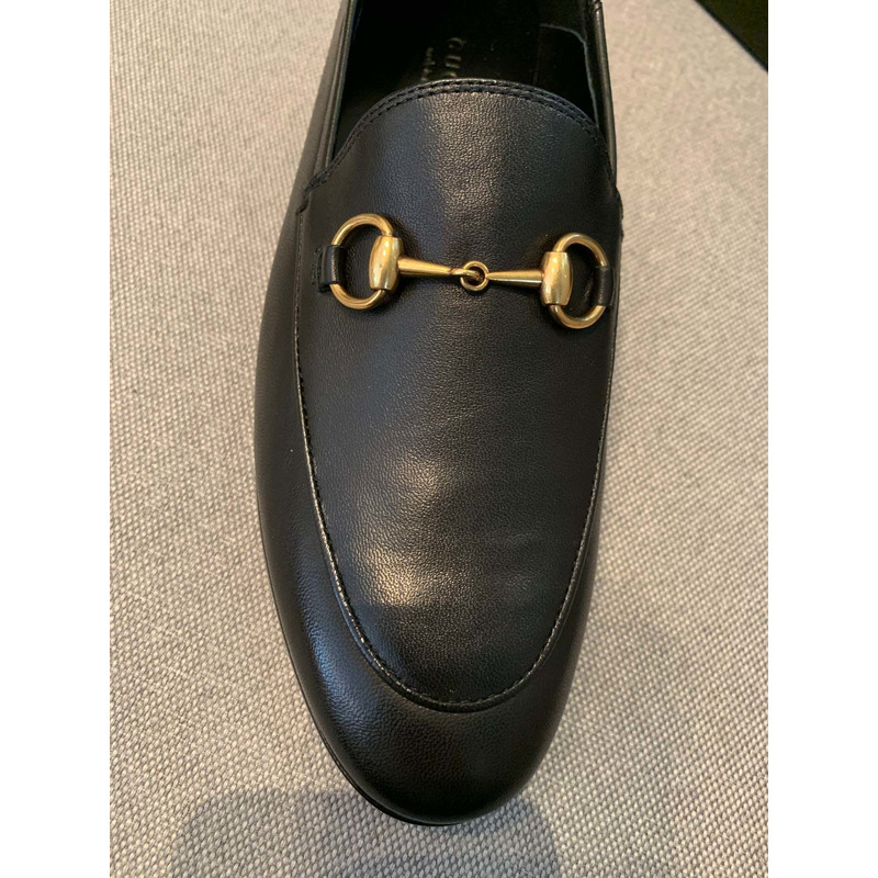 G*u*i leather horsebit loafer black