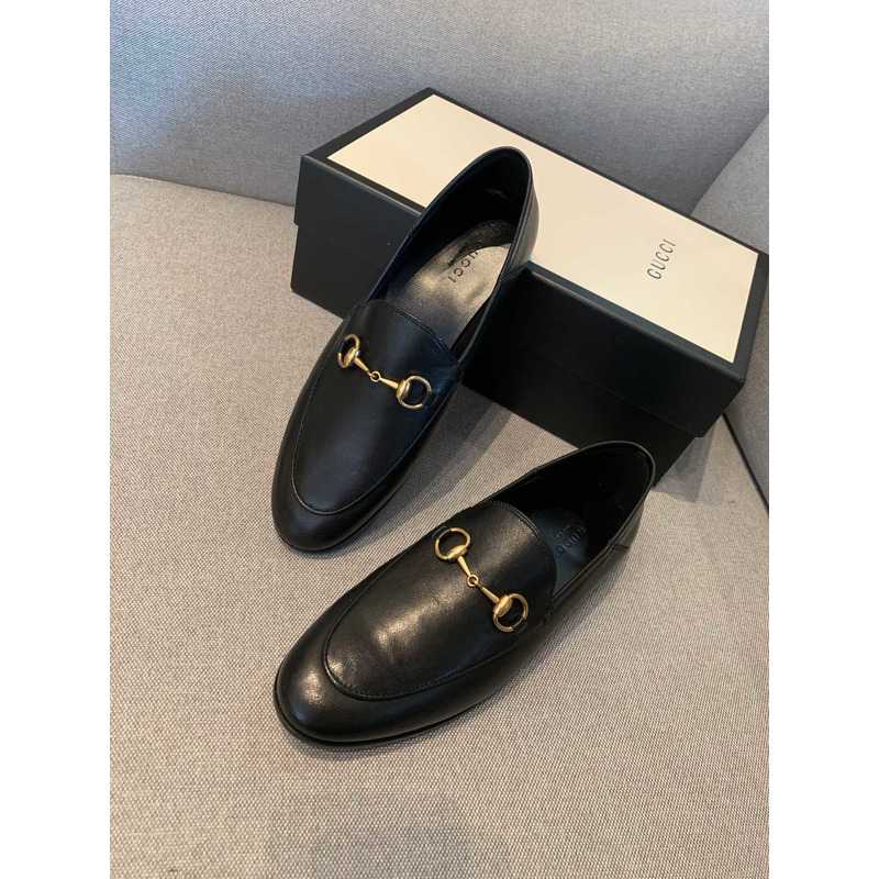 G*u*i leather horsebit loafer black