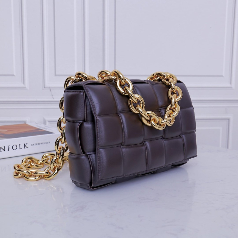 Bo*te*ga ve*ne*ta chain padded cassette gold-tone crossbody bag fondant