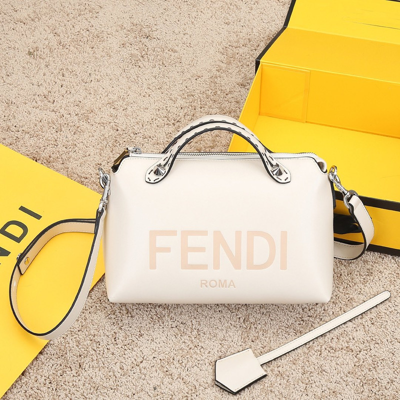 F**di medium style by the way calfskin leather boston bag white