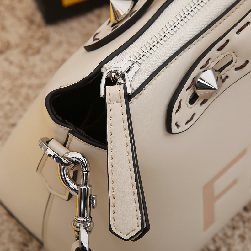 F**di medium style by the way calfskin leather boston bag white