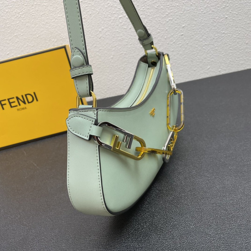 F**di o’lock swing mint green leather pouch