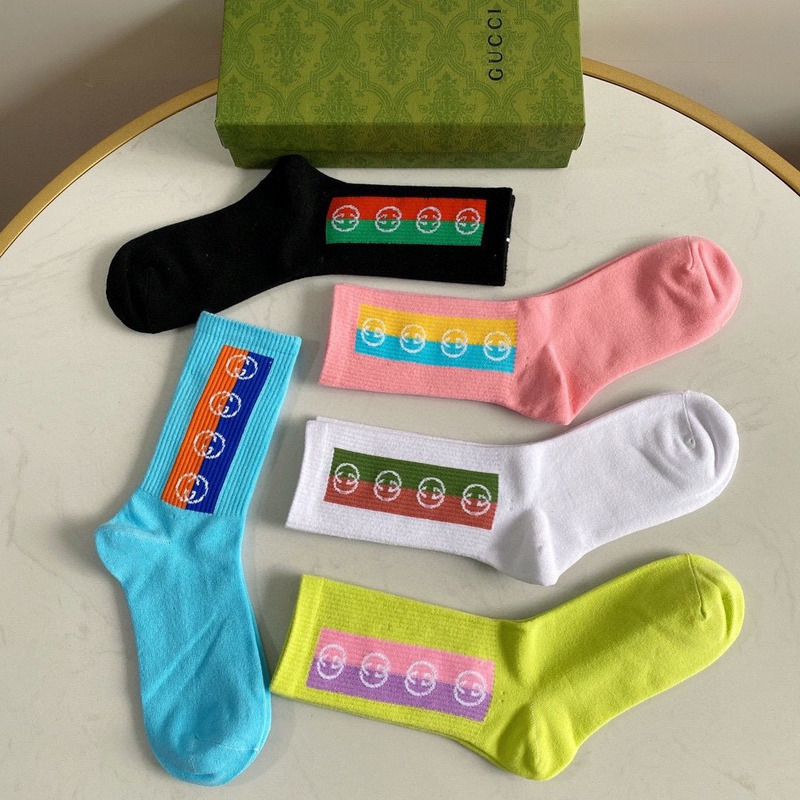 G*u*i logo multi-color cotton crew socks (5-pair)