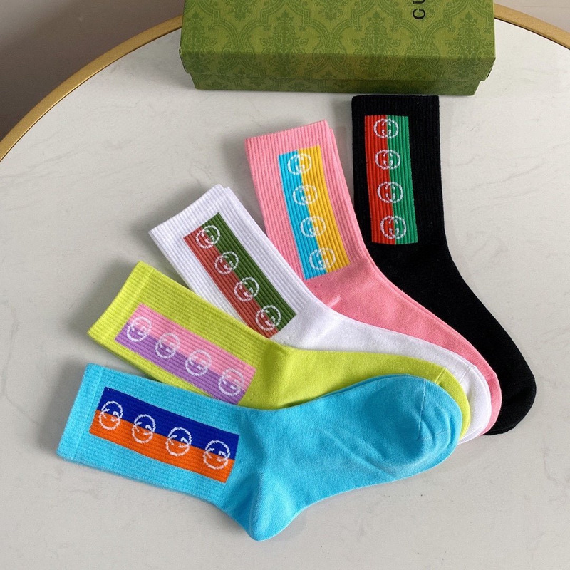 G*u*i logo multi-color cotton crew socks (5-pair)