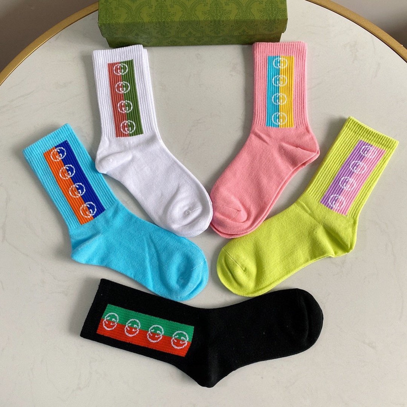 G*u*i logo multi-color cotton crew socks (5-pair)