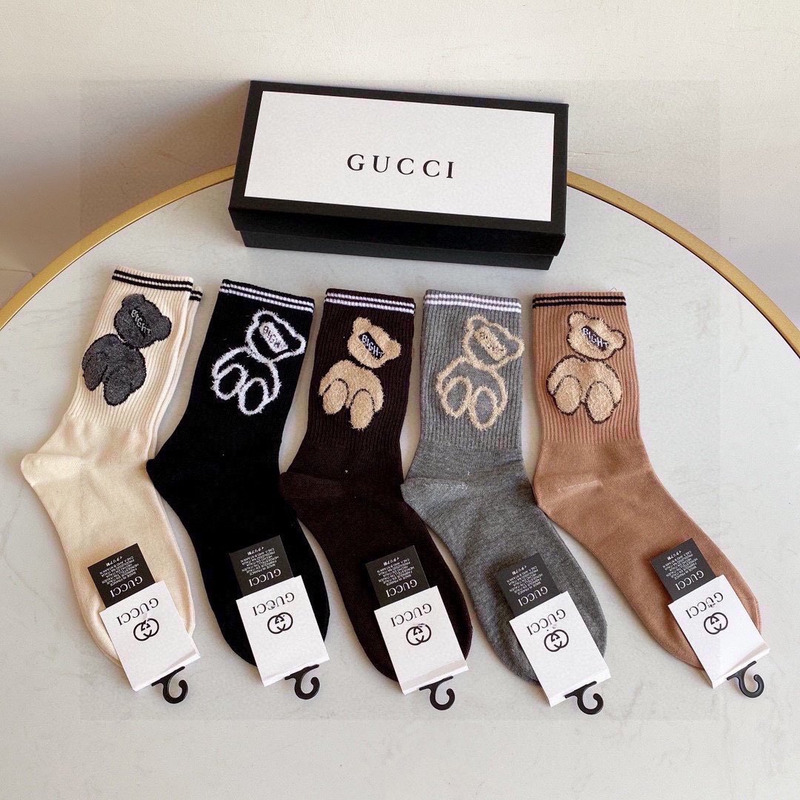 G*u*i bear cotton crew socks (5-pair)