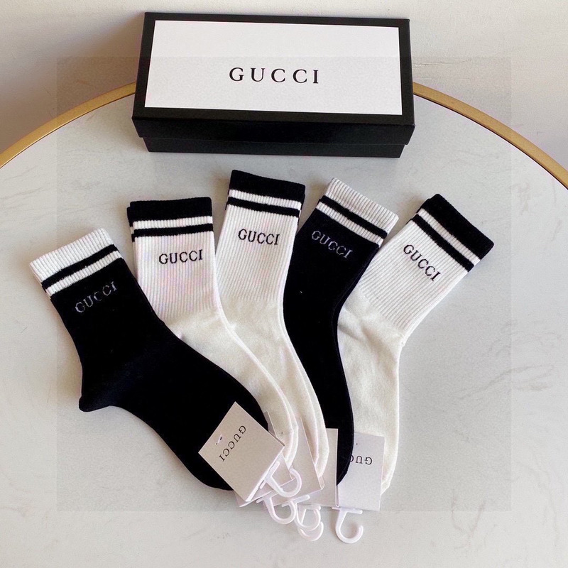 G*u*i logo cotton crew socks (5-pair)