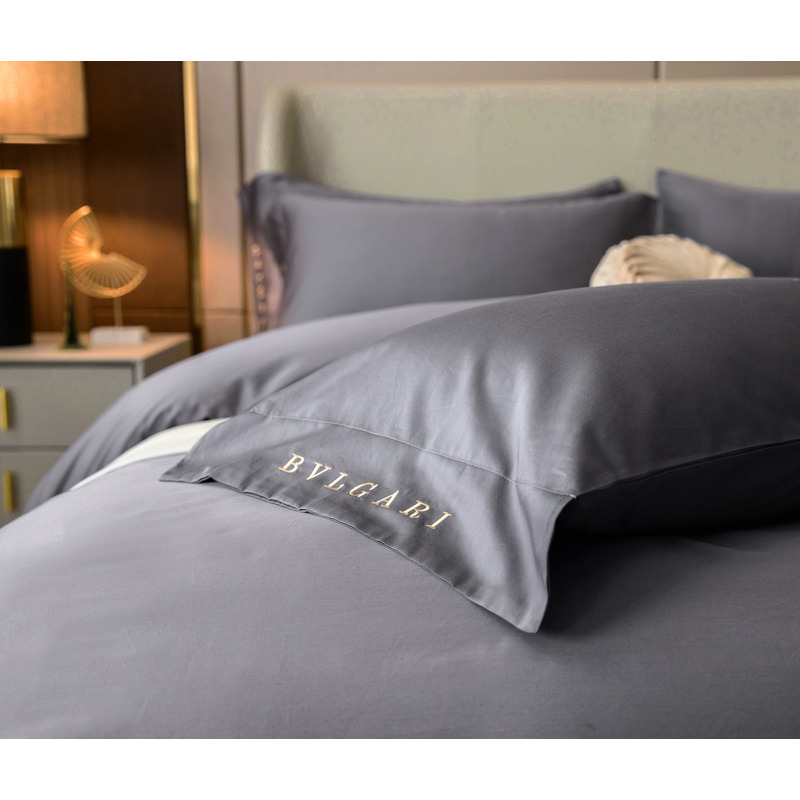 B*l*ai embroidered logo four piece bedding set gray