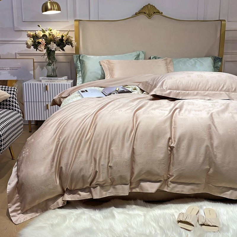 H**mes four piece bed suit bedding champagne