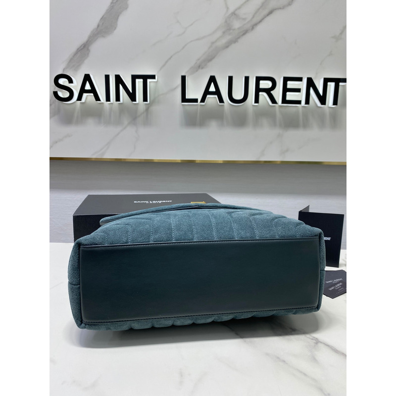 Saint Laurent LouLou Medium Quilted Suede Shoulder Bag Green