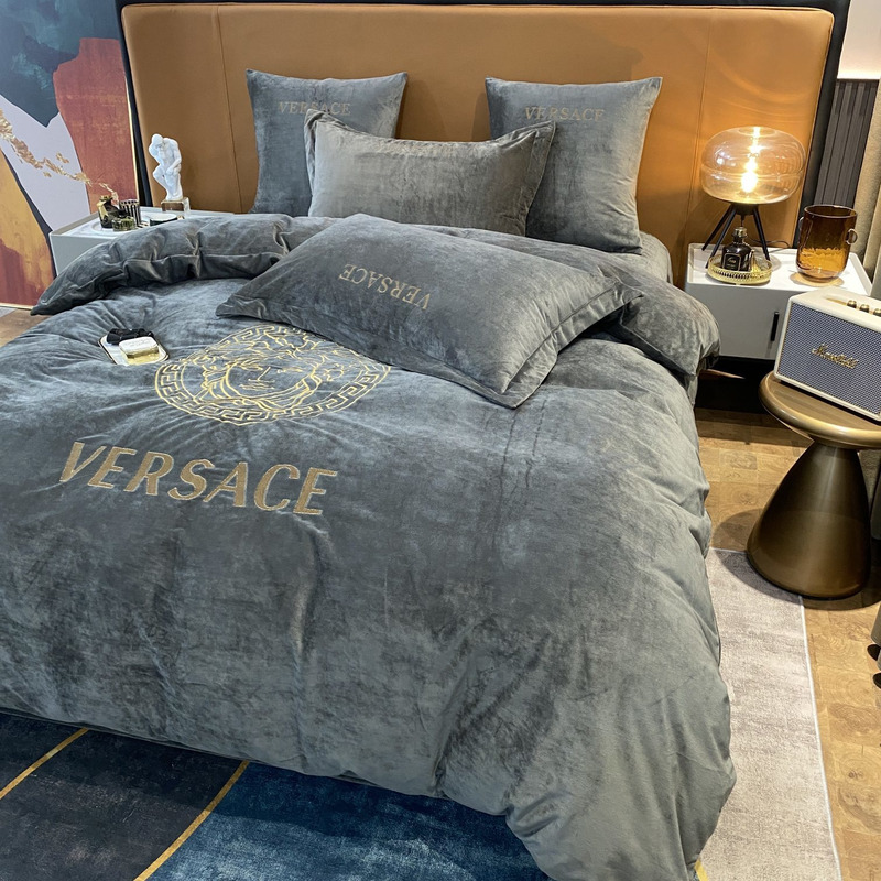 Versace Four Piece Bed Suit Bedding Gray