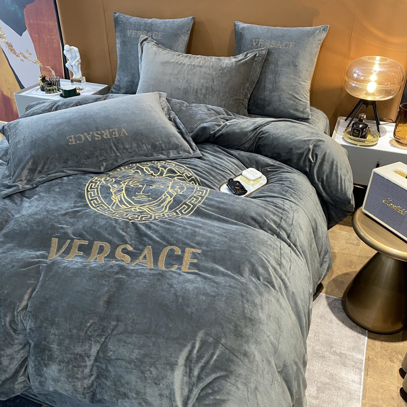 Versace Four Piece Bed Suit Bedding Gray