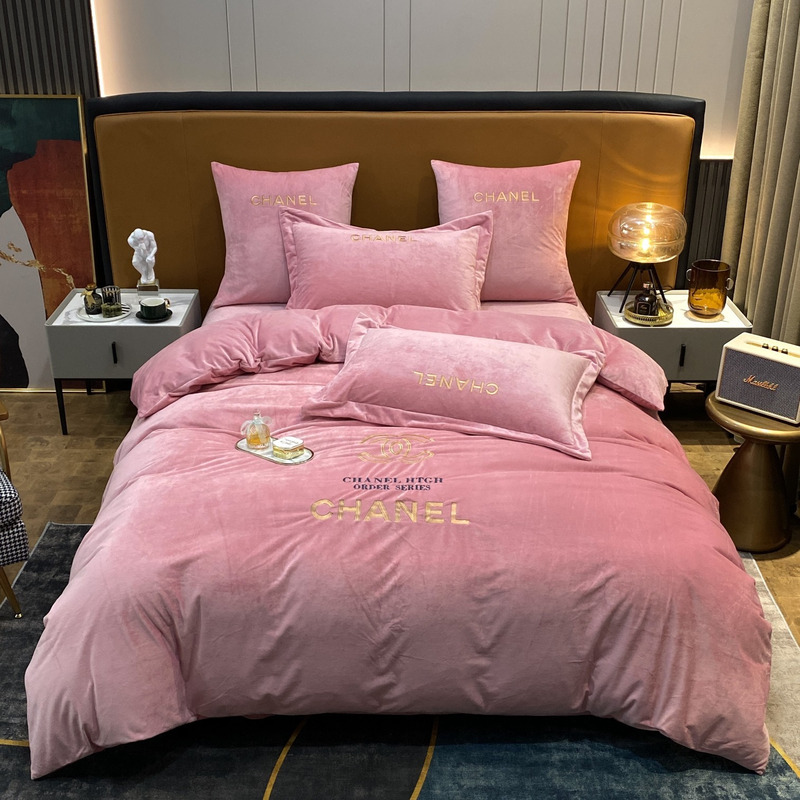 Ch*el four piece bed suit bedding pink