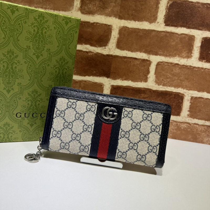 G*u*i ophidia gg zip around wallet beige and blue gg sup*e canvas