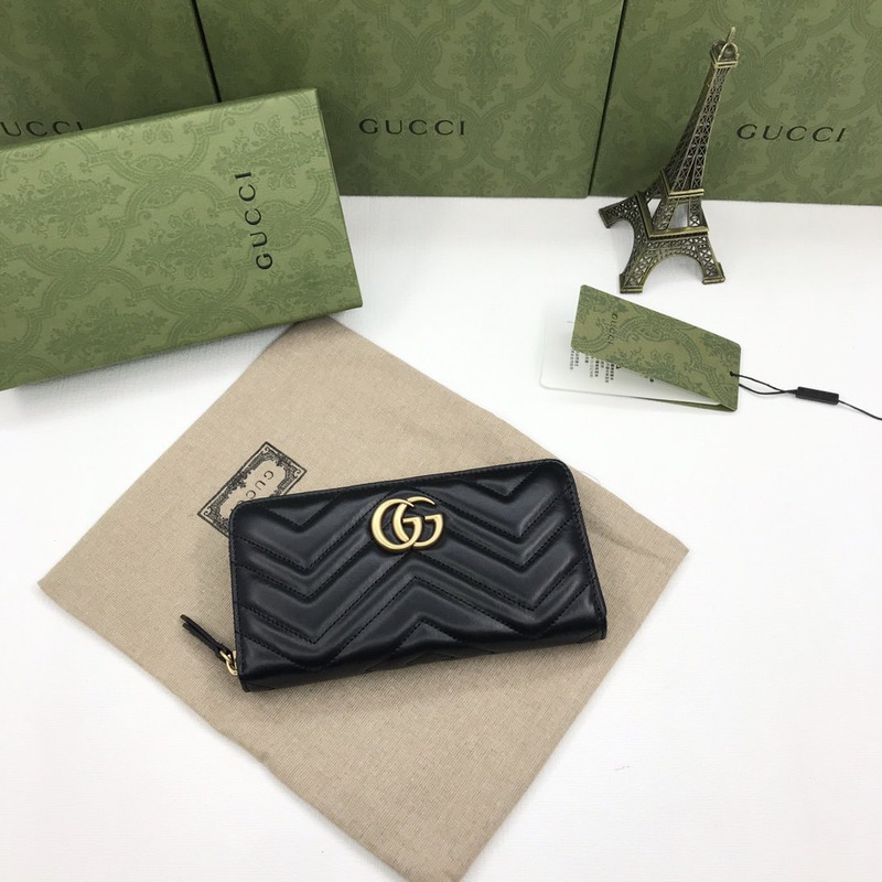 G*u*i gg marmont zip around wallet black leather