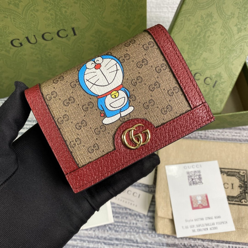 G*u*i doraemon print wallet cherry red