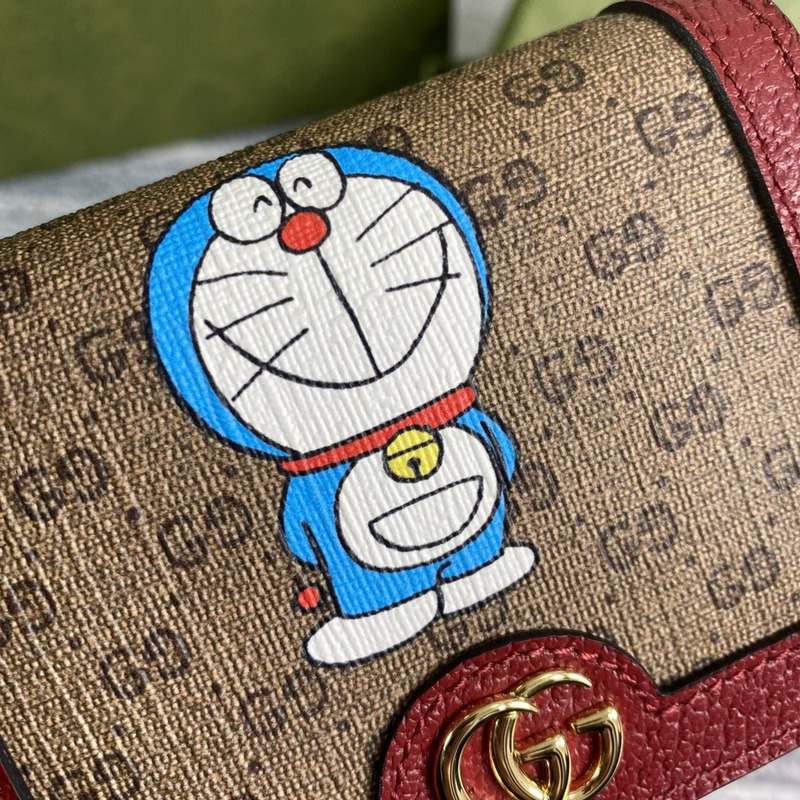 G*u*i doraemon print wallet cherry red