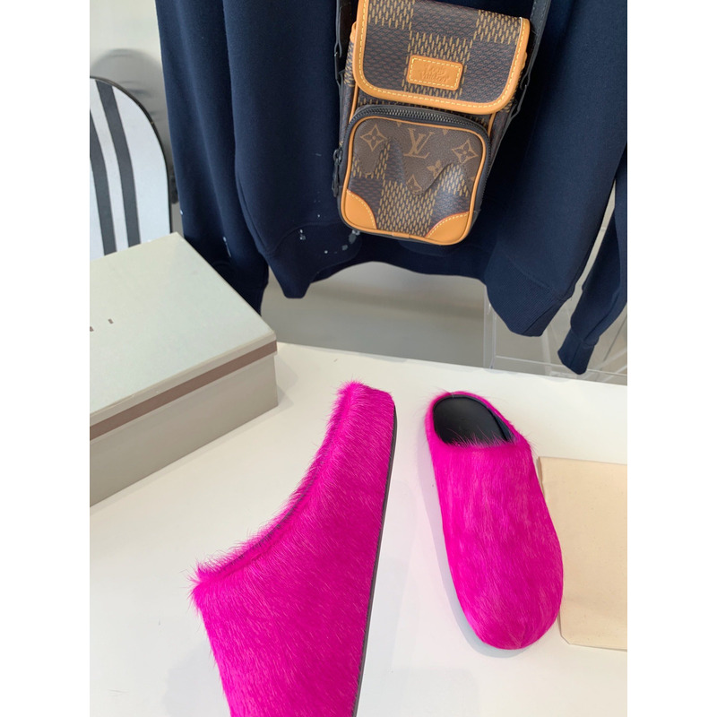 Marni Fuchsia Long Hair Calfskin Fussbett Sabot